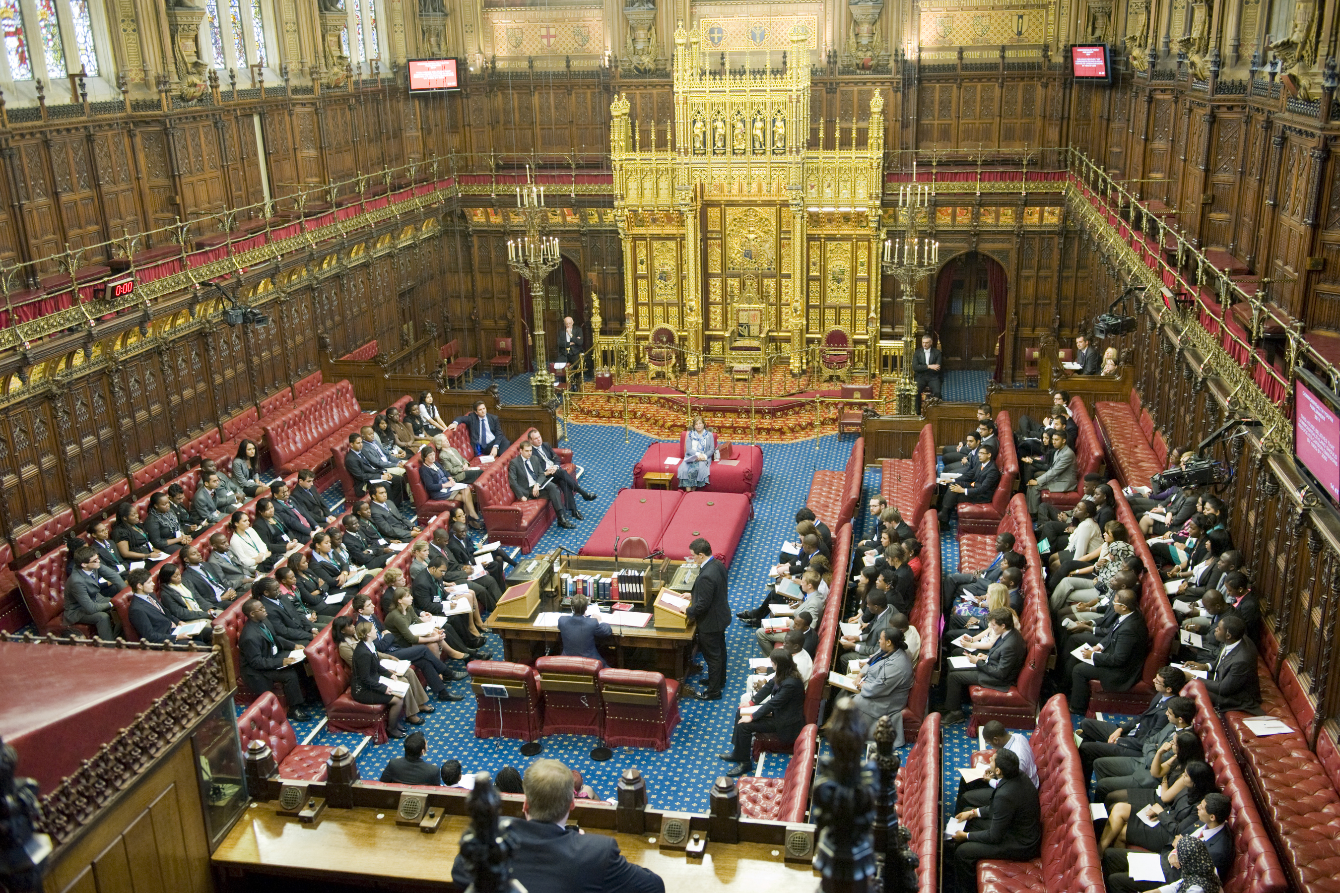 House of Lords chamber in the Palace of Westminster, London, United Kingdom in 2011